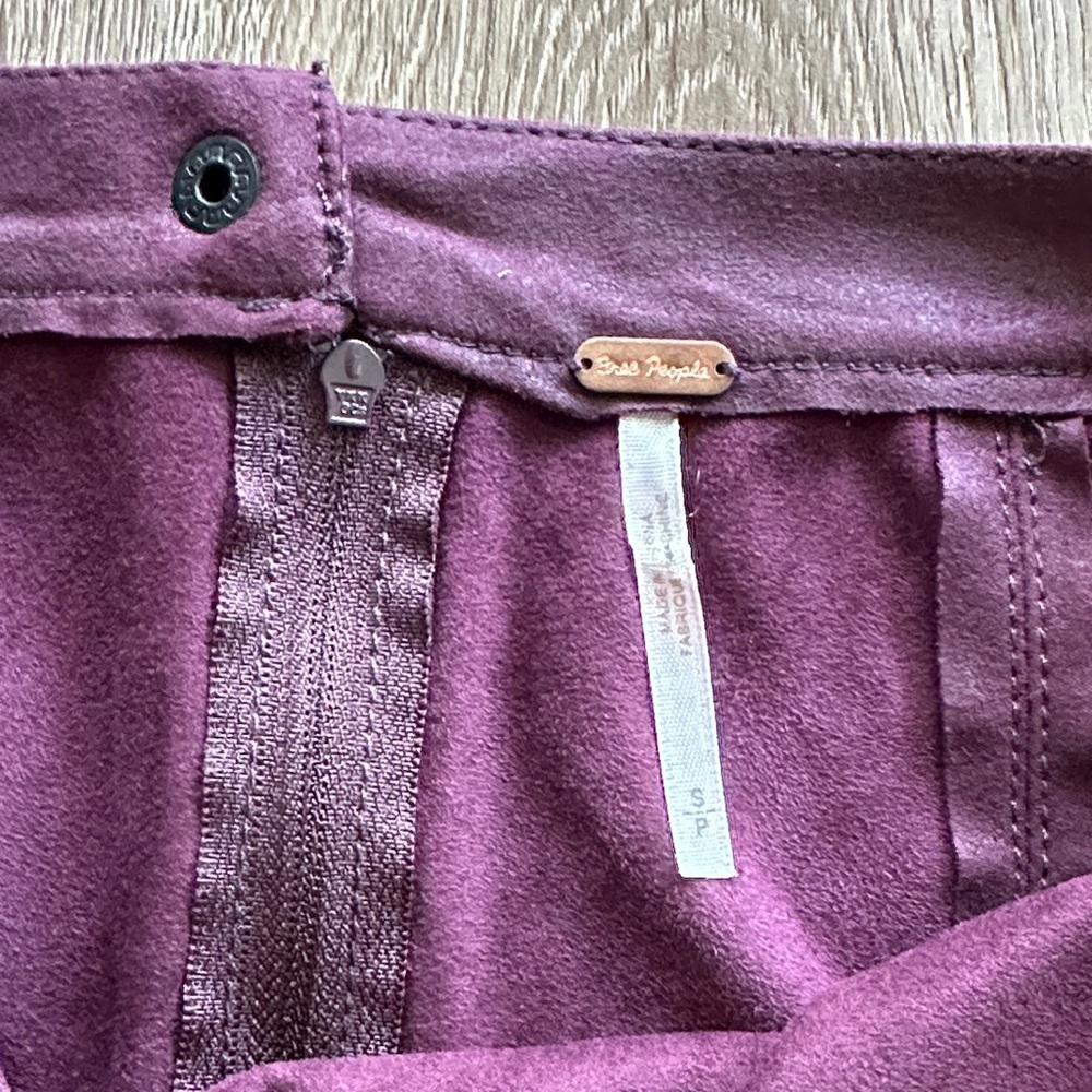 NWT Free People Rumi Ruched Mini Skirt‎ Burgundy Small Faux Suede Festival - Picture 3 of 4